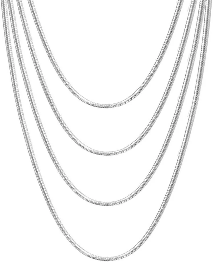 VNOX Stainless Steel 1mm-4mm Round Snake Chain Necklace for Women Girl