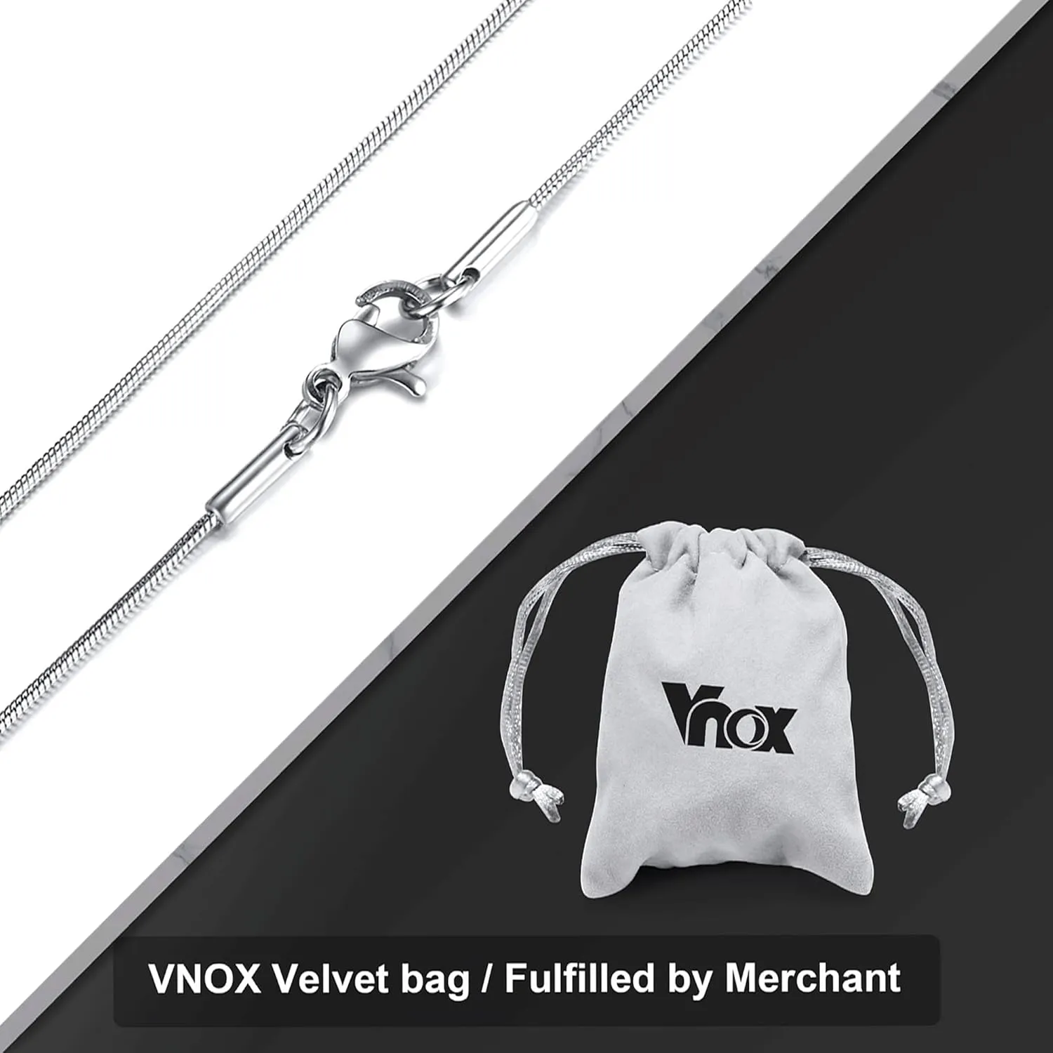 VNOX Stainless Steel 1mm-4mm Round Snake Chain Necklace for Women Girl