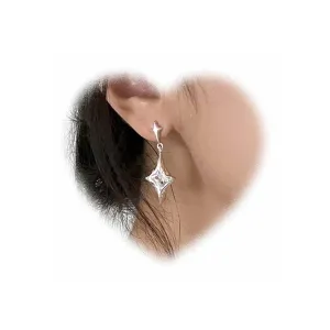 W WEILIRIAN Bohemian Crystal Star Earrings for Teen Girls Rhinestone Star Drop Earrings Silver Star Stud Earrings Jewelry for Women Gifts