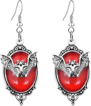 WCRAZYE Gothic Bat Earrings for Men Women Punk Rock Style Vampire Bat Animal Dangle Drop Holiday Earrings Halloween Costumes Scary Decorations Party Jewellery Gift