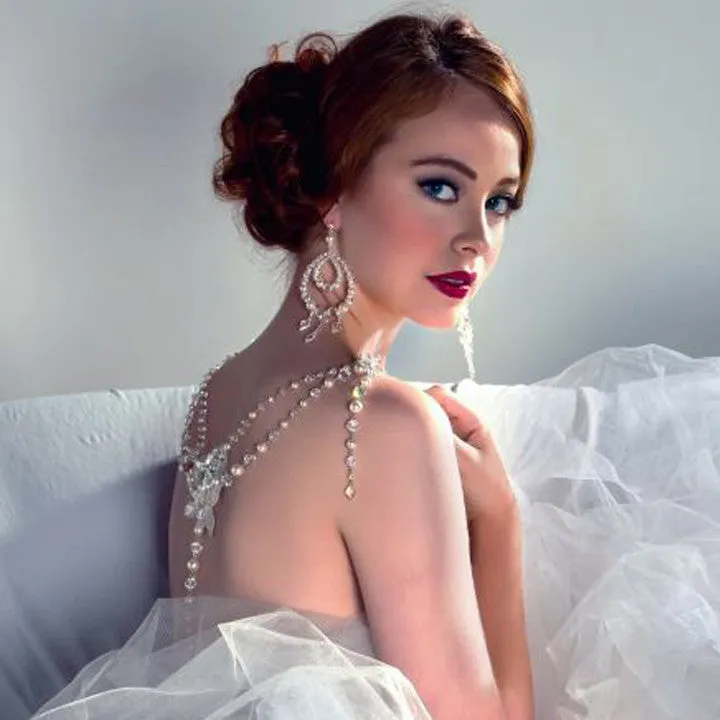 Wedding back jewellery - vintage style with pearl and crystal drape - Gracie by Kezani