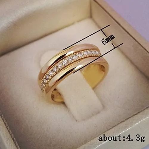 Wedding Bands for Women Eternity Ring 18K Gold Plated Titanium Steel Women Stacking Ring Cubic Zirconia Ring Stackable Rings Couples Valentine's Day Domed Polished Finish Wedding Band 6
