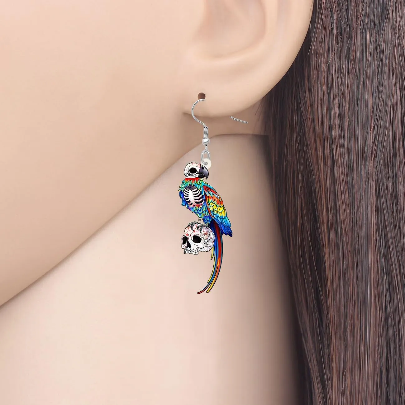WEVENI Acrylic Macaws Parrot Earrings Bird Dangle Drop Colorful Jewelry Gift For Women Spring Summer Accessories