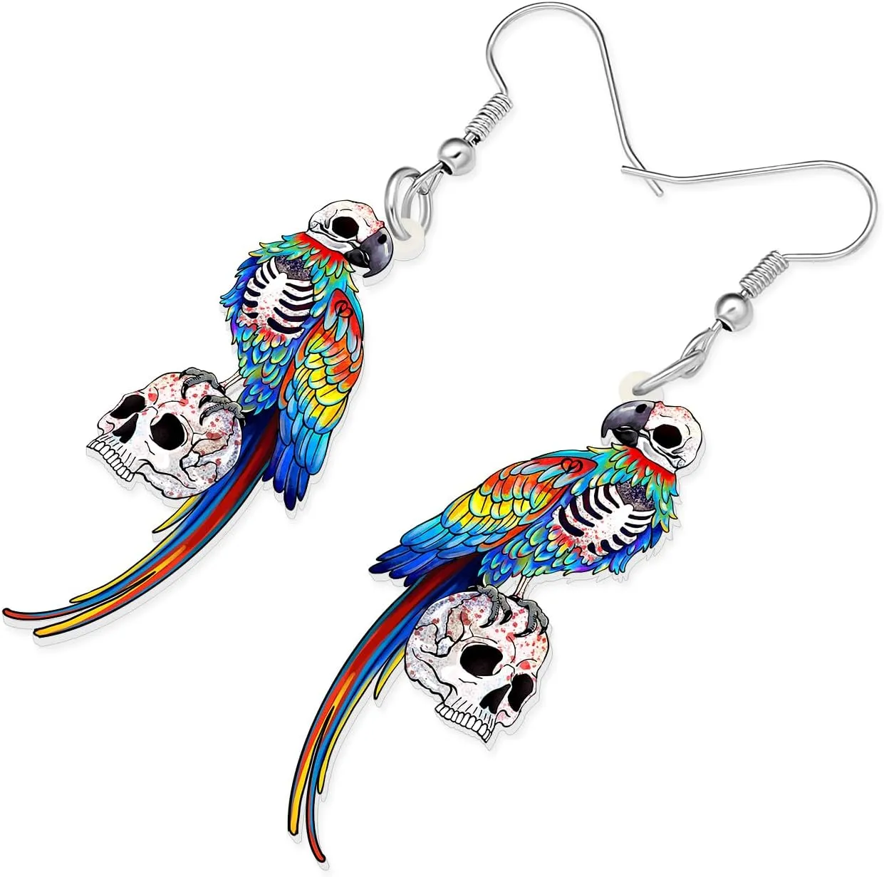 WEVENI Acrylic Macaws Parrot Earrings Bird Dangle Drop Colorful Jewelry Gift For Women Spring Summer Accessories