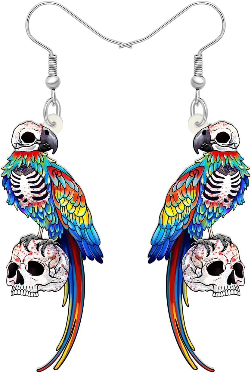 WEVENI Acrylic Macaws Parrot Earrings Bird Dangle Drop Colorful Jewelry Gift For Women Spring Summer Accessories