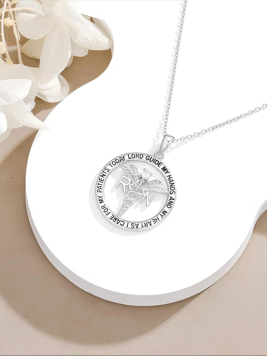 WINNICACA Nurse Gifts Nurse Pendant Sterling Silver Nurse Necklace Caduceus Angel Wings RN Necklace Stethoscope Necklaces Graduation Birthday Nurse's Day Christmas Gifts for Nurses