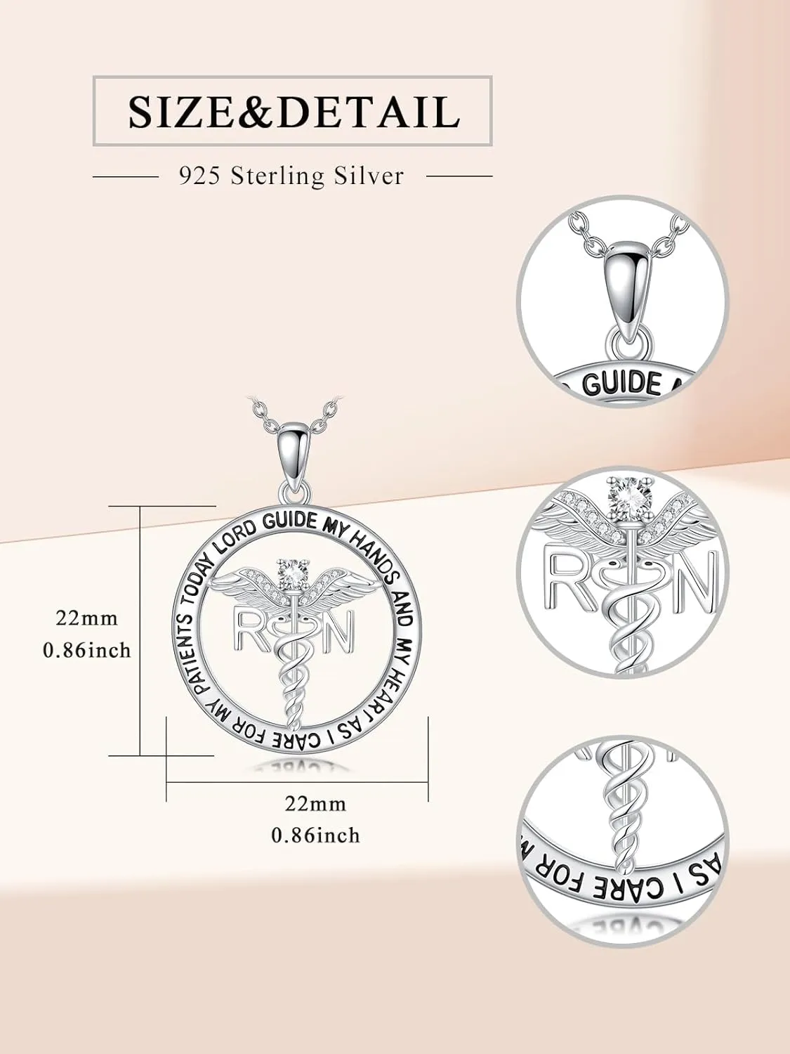 WINNICACA Nurse Gifts Nurse Pendant Sterling Silver Nurse Necklace Caduceus Angel Wings RN Necklace Stethoscope Necklaces Graduation Birthday Nurse's Day Christmas Gifts for Nurses