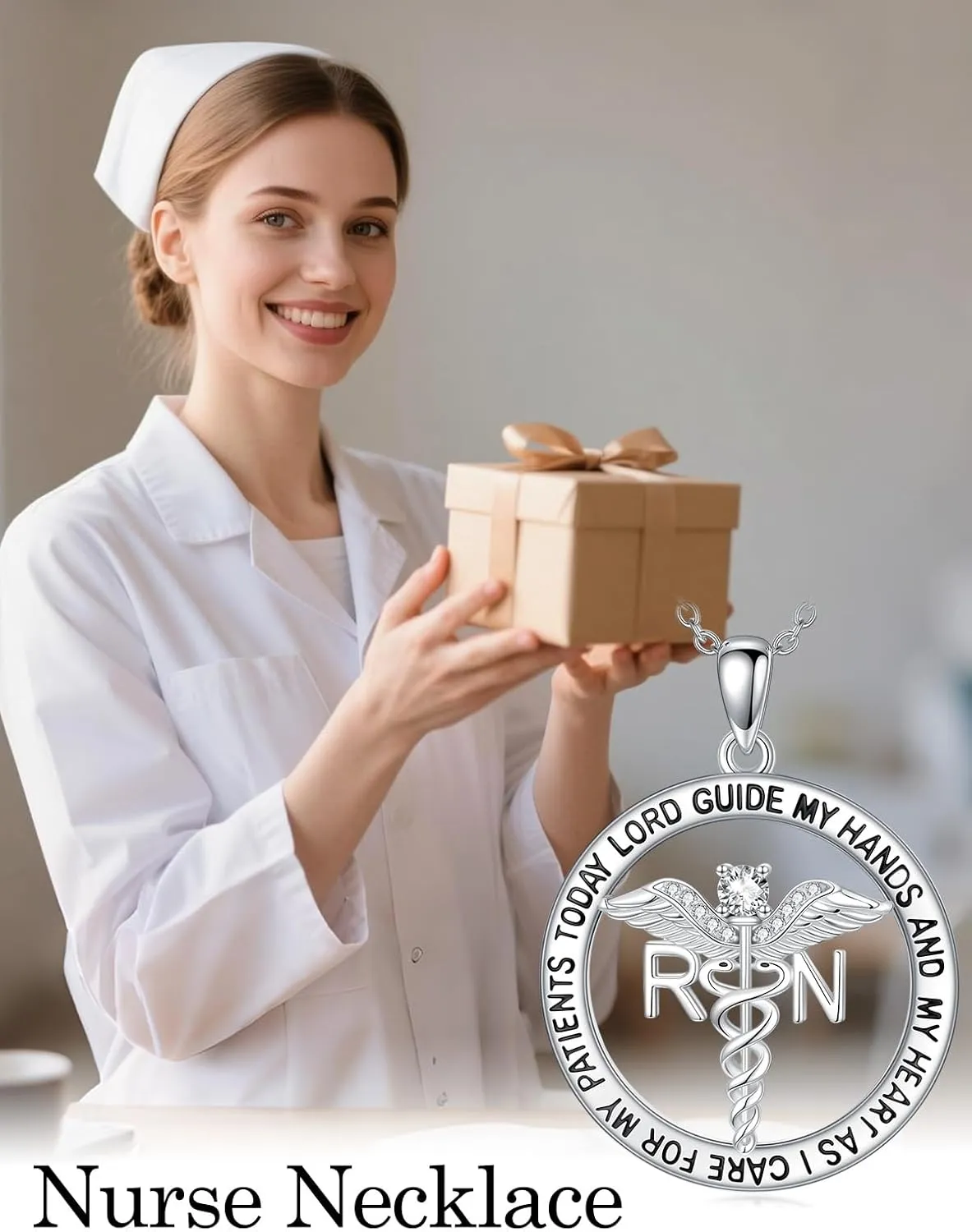 WINNICACA Nurse Gifts Nurse Pendant Sterling Silver Nurse Necklace Caduceus Angel Wings RN Necklace Stethoscope Necklaces Graduation Birthday Nurse's Day Christmas Gifts for Nurses