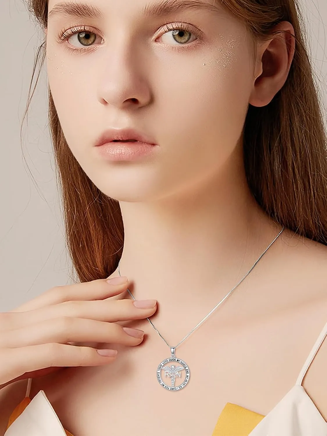 WINNICACA Nurse Gifts Nurse Pendant Sterling Silver Nurse Necklace Caduceus Angel Wings RN Necklace Stethoscope Necklaces Graduation Birthday Nurse's Day Christmas Gifts for Nurses