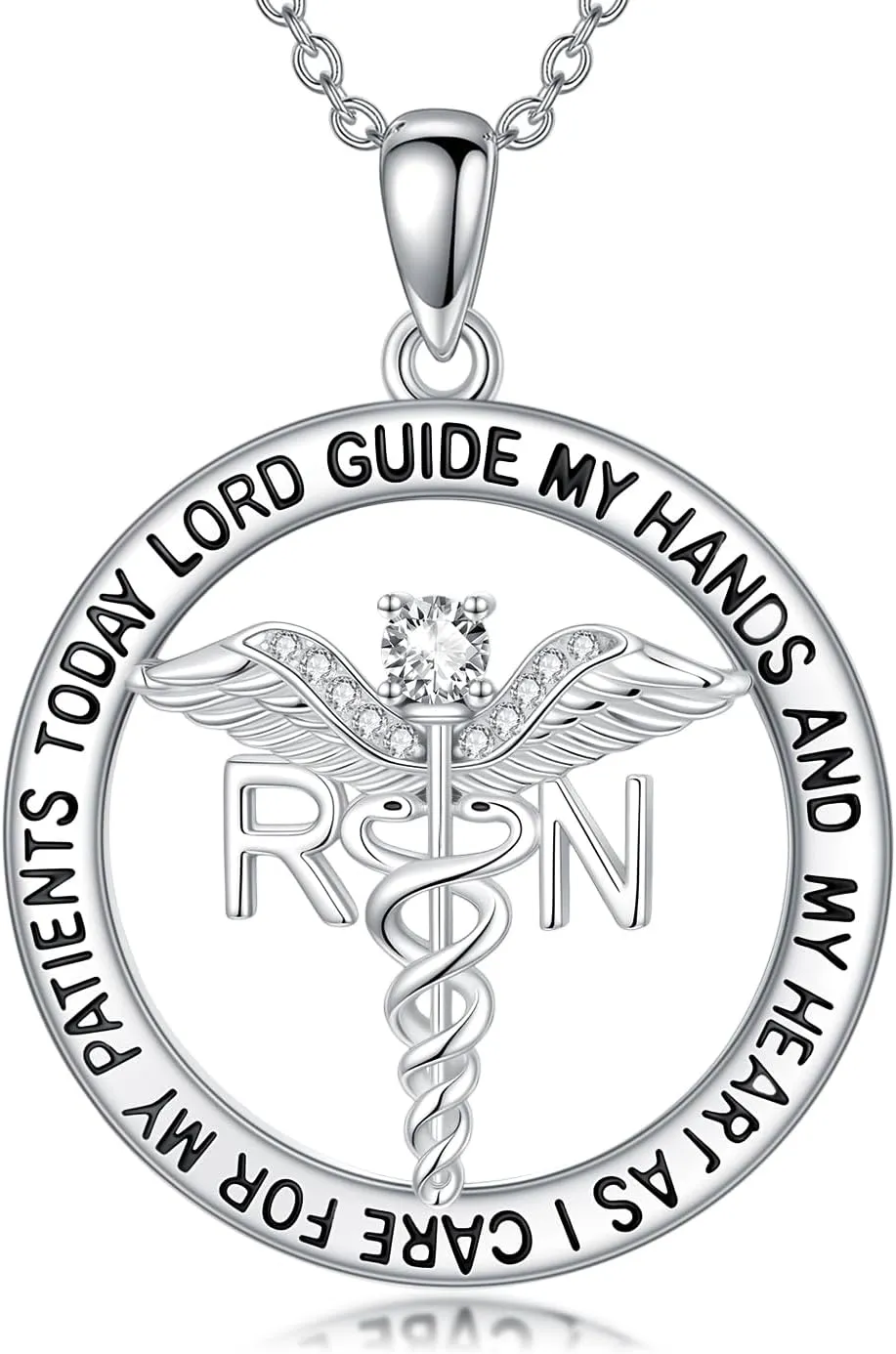 WINNICACA Nurse Gifts Nurse Pendant Sterling Silver Nurse Necklace Caduceus Angel Wings RN Necklace Stethoscope Necklaces Graduation Birthday Nurse's Day Christmas Gifts for Nurses