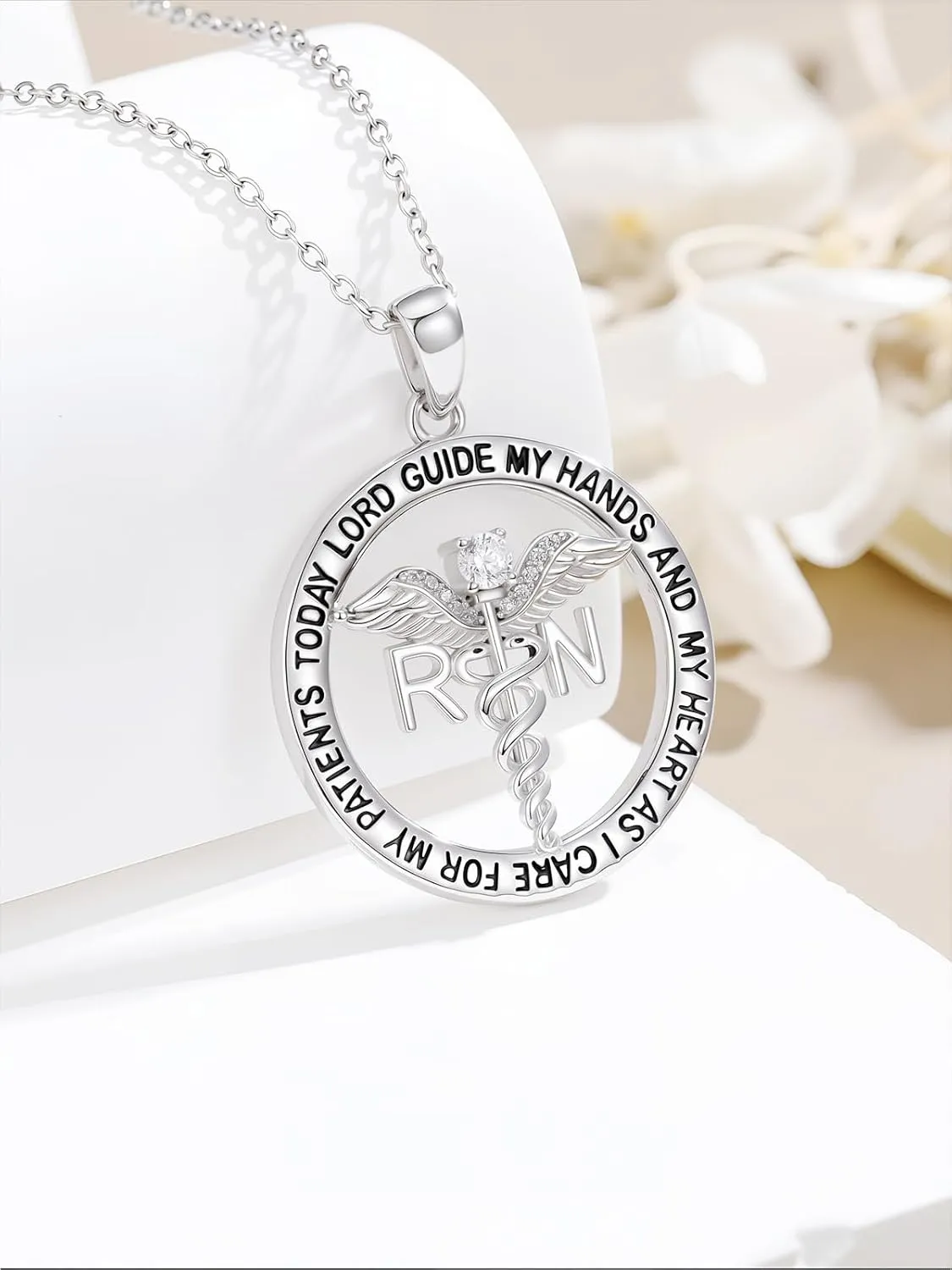 WINNICACA Nurse Gifts Nurse Pendant Sterling Silver Nurse Necklace Caduceus Angel Wings RN Necklace Stethoscope Necklaces Graduation Birthday Nurse's Day Christmas Gifts for Nurses