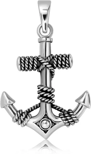 WithLoveSilver 925 Sterling Silver Charm Large Mariner Anchor Sea Pendant (2 Sides)