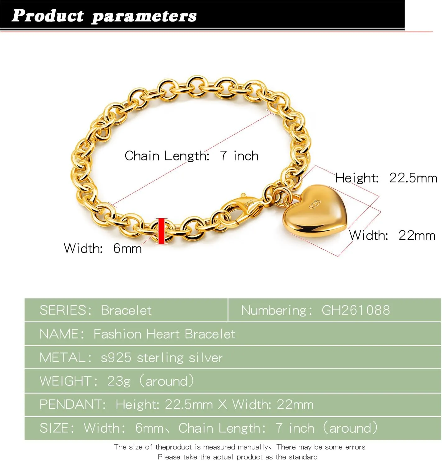 Women 925 Sterling Silver Round Cable Wire Link Bracelet Charm Heart-Bell-Square-Circle Pendant Chain Bangle Fine Jewelry Gift For Wife Her