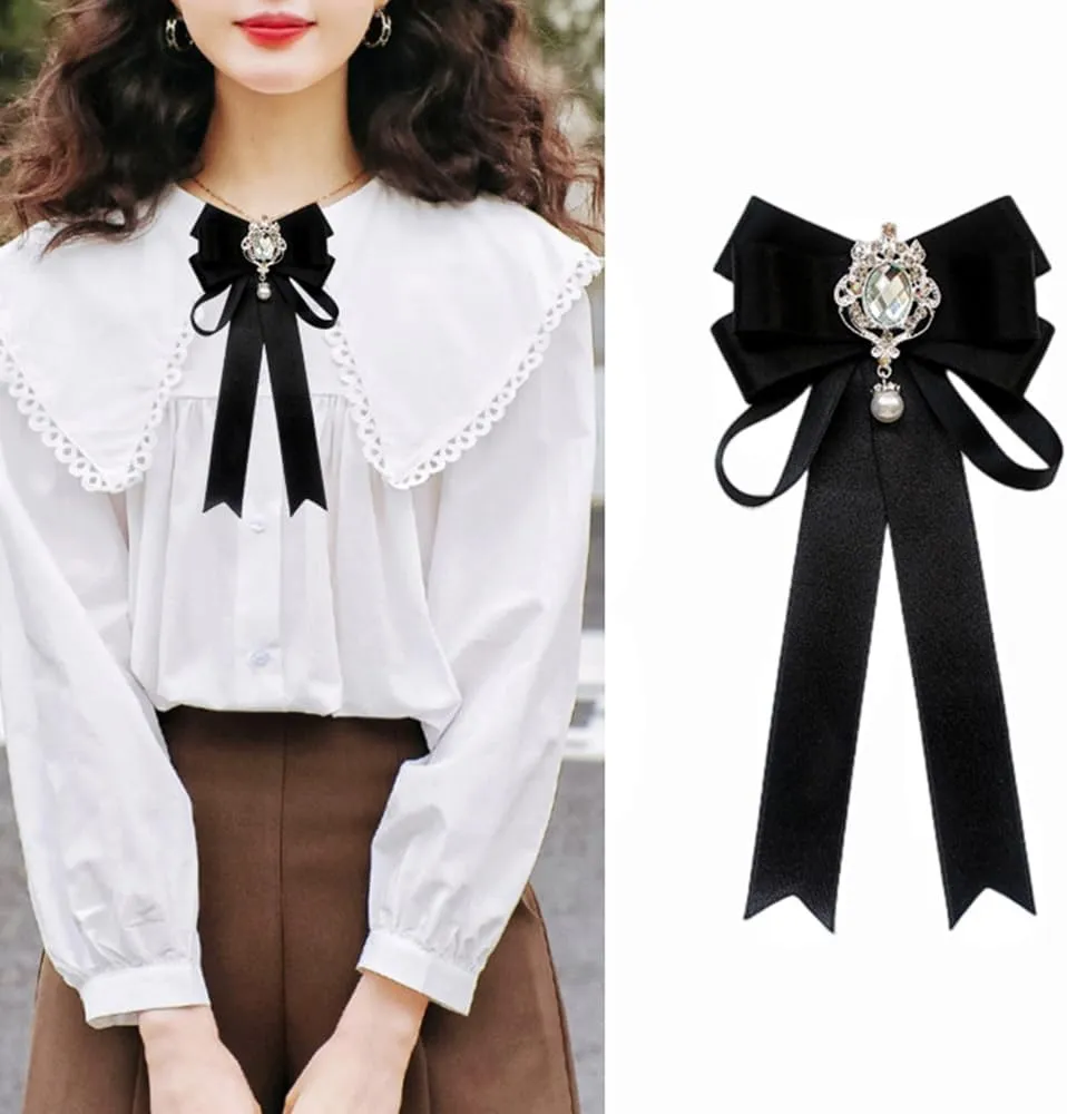 Women's professional wear ribbon bow neckline accessories all-match shirt bow tie Diamond neckline brooch16 colors