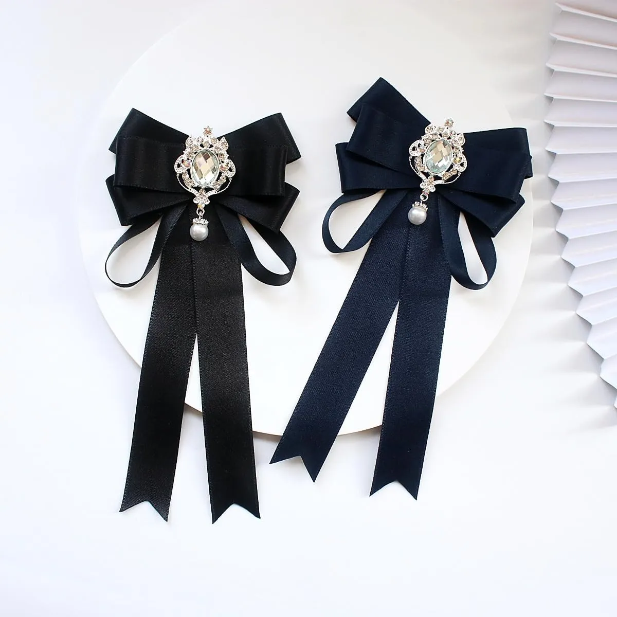 Women's professional wear ribbon bow neckline accessories all-match shirt bow tie Diamond neckline brooch16 colors