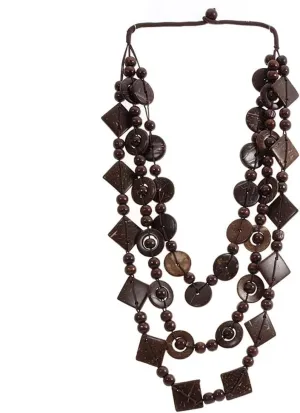 Wooden Beads Shell Necklace Bohemian Coconut Shell Colorful Wood Bead Pendant Necklace for Women Handmade Jewelry