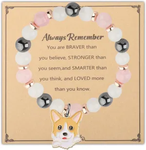 WSNANG Corgi Gift Corgi Bracelet Corgi Dog Mom Charm Bracelet Dog Sitter Gift