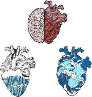 Ximimark 4 PCS Half Organ Heart Brain Enamel Pin Rational Sensual Brooches Bag Clothes Badge Love Medical Jewelry Gift for Doctor
