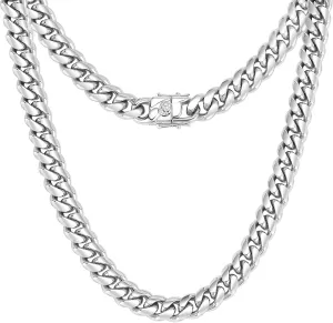XXMAYSTAR Miami Cuban Link Chain for Men- 316L Stainless Steel 12MM Width Fashion Glossy Buckle Hip Hop Jewelry,Thick Chain for men 18K Gold Plated/Silver with Gift Box