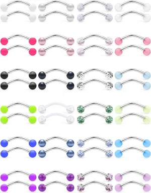 Yaalozei 16G Snake Eye Tongue Rings Glow in Dark Balls Curved Tongue Barbell Frog Eye Tongue Ring Retainer Piercing Jewelry for Women Men 14mm 16mm Bar