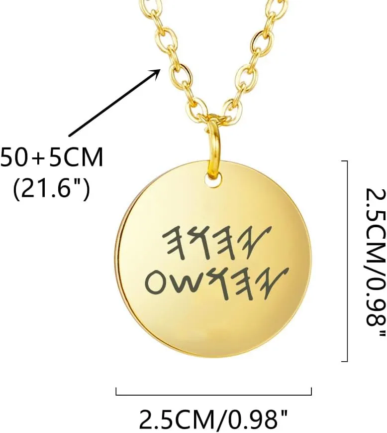 Yahuah Pendant Necklace Hebrew Name Pendant Yahuah Yahshua YHWH In Paleo Hebrew Necklace for Women Men Paleo Hebrew Jewelry