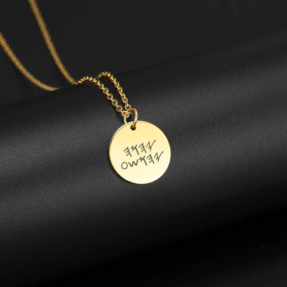 Yahuah Pendant Necklace Hebrew Name Pendant Yahuah Yahshua YHWH In Paleo Hebrew Necklace for Women Men Paleo Hebrew Jewelry