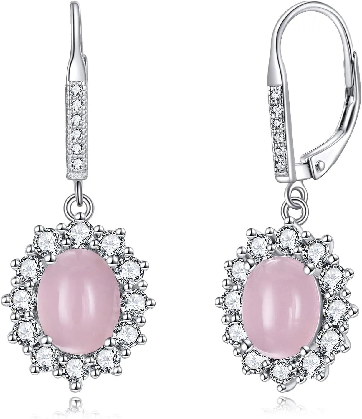 YFN Sterling Silver Created Oval Cut Birthstone Drop Dangle Women Leverback Earrings Gifts for Women Mom