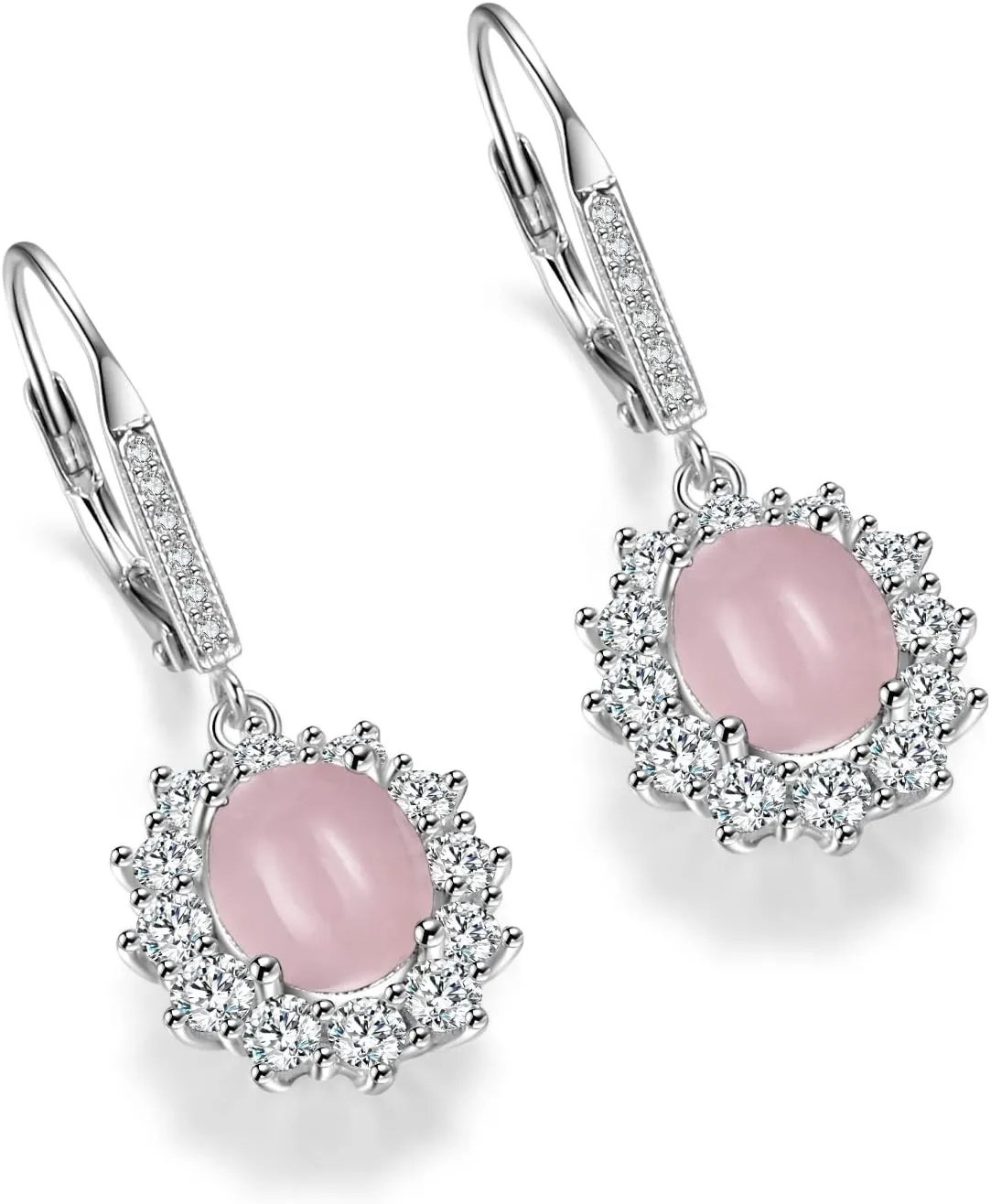 YFN Sterling Silver Created Oval Cut Birthstone Drop Dangle Women Leverback Earrings Gifts for Women Mom
