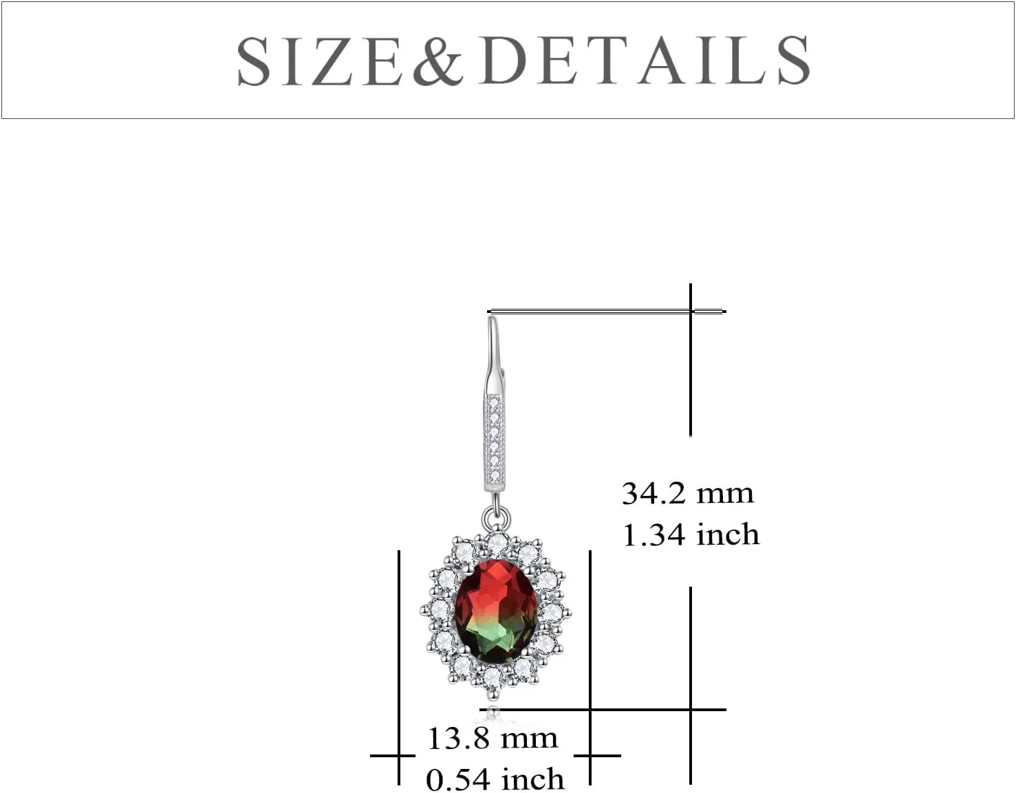 YFN Sterling Silver Created Oval Cut Birthstone Drop Dangle Women Leverback Earrings Gifts for Women Mom