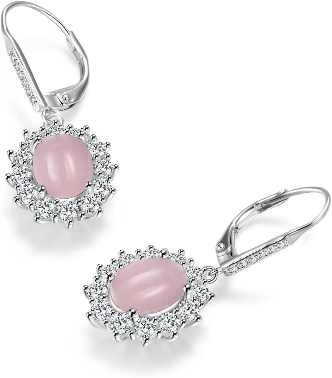 YFN Sterling Silver Created Oval Cut Birthstone Drop Dangle Women Leverback Earrings Gifts for Women Mom